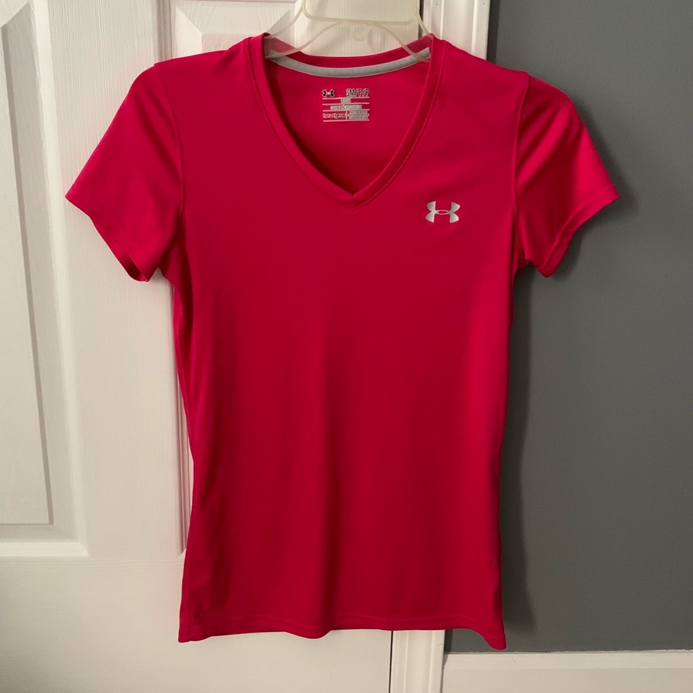 Under Armour Hot Pink Heat Gear V-Neck